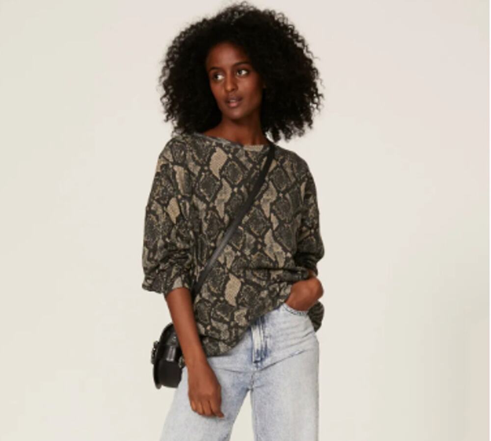 Show Me Your Mumu Gray Boyfriend Ziggy Python Long Sleeve Sweatshirt Size S